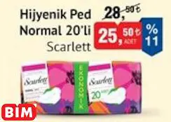 SCARLETT HİJYENİK PED NORMAL 20’Lİ SCARLETT HİJYENİK PED NORMAL 20’Lİ